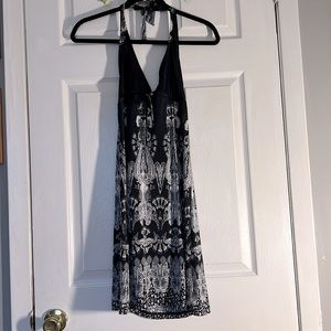 Black and white halter dress